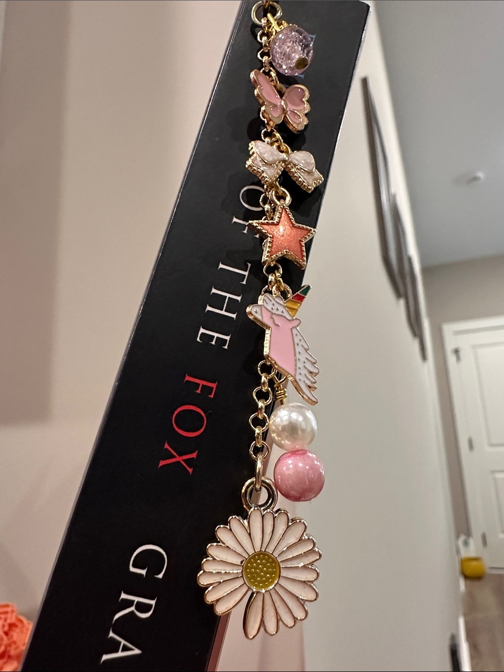 Pink Charm Bookmark with Unicorn, Butterfly & Daisy - Picture 3 of 5
